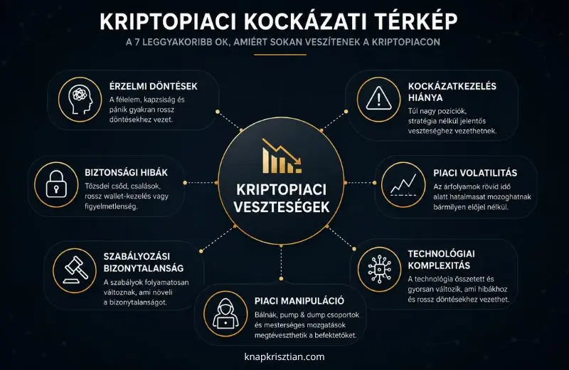 A kriptopiac kockázati térképe a 7 leggyakoribb okkal, amiért sokan vesztenek