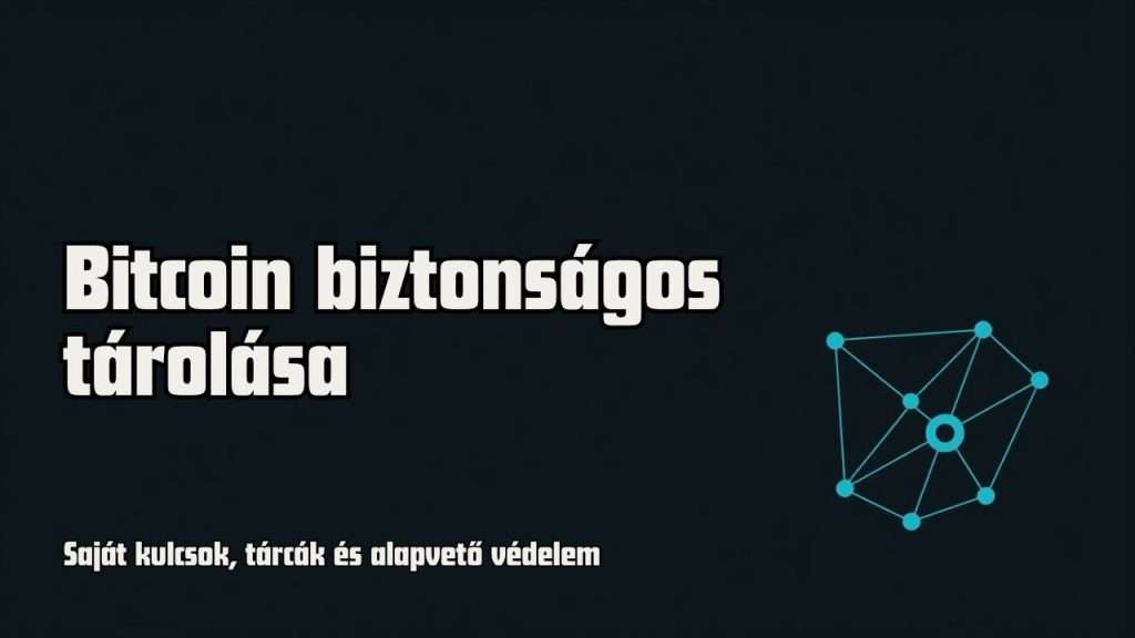 Sötét hátterű kép a Bitcoin biztonságos tárolása címmel